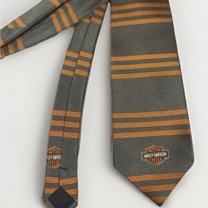 Harley-Davidson Gray Tie with Orange Stripe and Logo